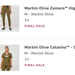 Figs Martini Olive Set- Medium- High waisted Zamora pant and Catarina Top